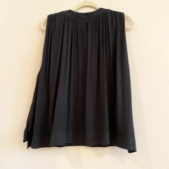 Free People Darcy Black V Neck Sleeveless Gathered Shoulder Blouse Top - Picture 6 of 12